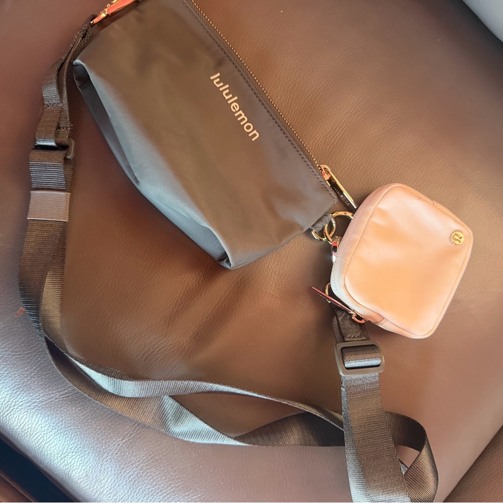Lululemon Olive and Tan Crossbody Bag